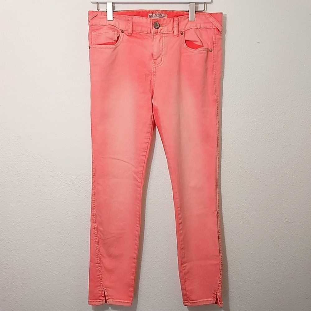 Free People Coral Pink Crop Ankle Denim Jeans 28